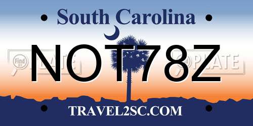 NOT78Z South Carolina License Plate