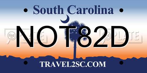 NOT82D South Carolina License Plate