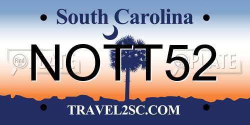 NOTT52 South Carolina License Plate