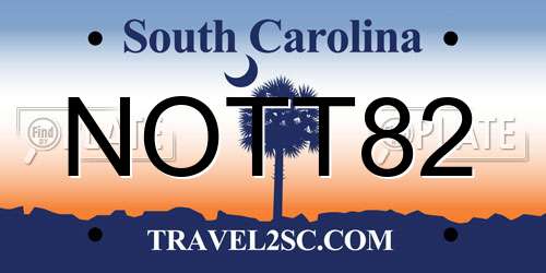 NOTT82 South Carolina License Plate