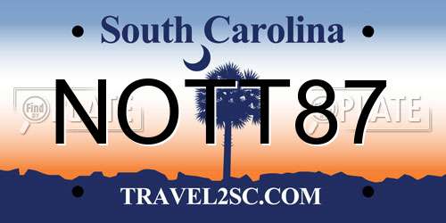 NOTT87 South Carolina License Plate