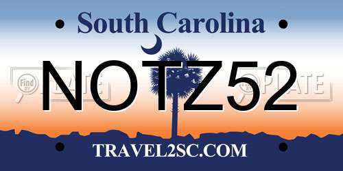 NOTZ52 South Carolina License Plate