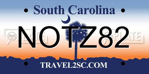 NOTZ82 South Carolina License Plate