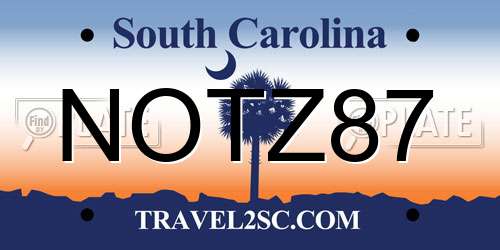NOTZ87 South Carolina License Plate
