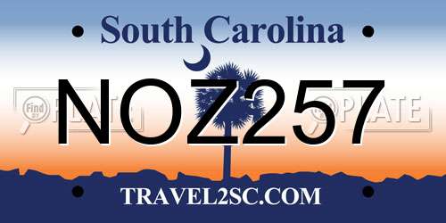 NOZ257 South Carolina License Plate
