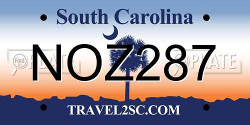 NOZ287 South Carolina License Plate