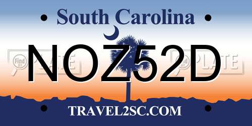 NOZ52D South Carolina License Plate
