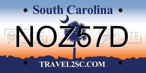 NOZ57D South Carolina License Plate