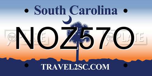 NOZ57O South Carolina License Plate