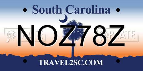 NOZ78Z South Carolina License Plate