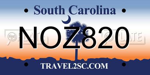 NOZ820 South Carolina License Plate