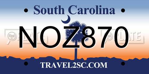 NOZ870 South Carolina License Plate
