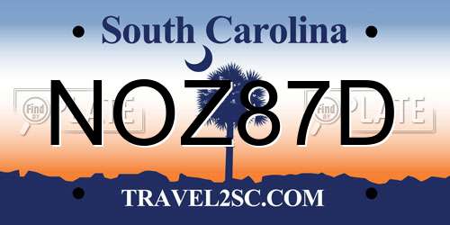 NOZ87D South Carolina License Plate
