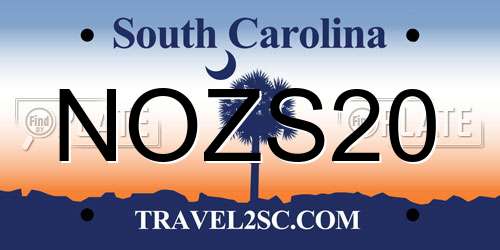 NOZS20 South Carolina License Plate