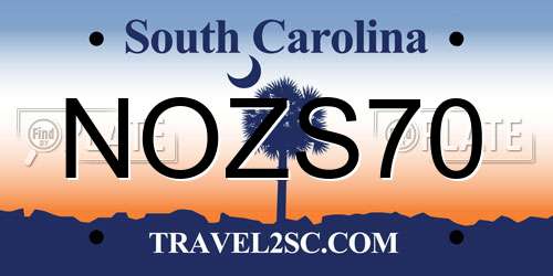 NOZS70 South Carolina License Plate