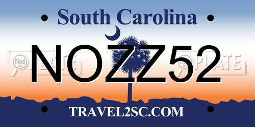 NOZZ52 South Carolina License Plate