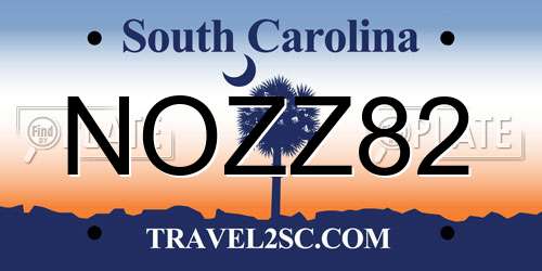 NOZZ82 South Carolina License Plate