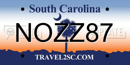 NOZZ87 South Carolina License Plate