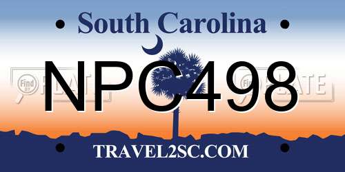 NPC498 South Carolina License Plate
