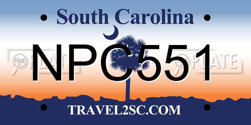 NPC551 South Carolina License Plate