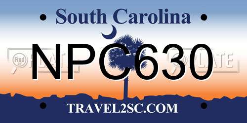 NPC630 South Carolina License Plate