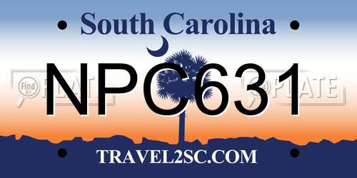 NPC631 South Carolina License Plate