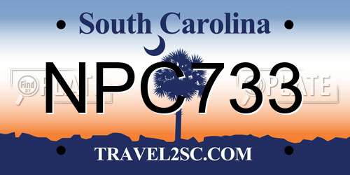 NPC733 South Carolina License Plate