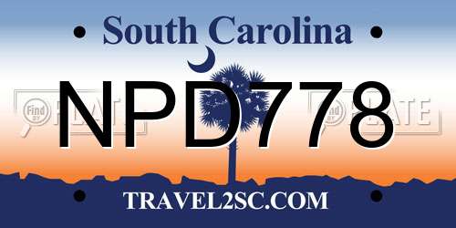 NPD778 South Carolina License Plate