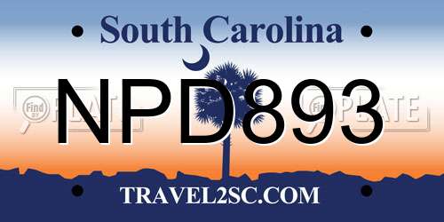 NPD893 South Carolina License Plate
