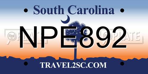 NPE892 South Carolina License Plate