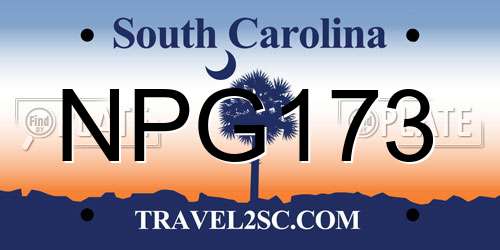 NPG173 South Carolina License Plate