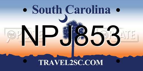 NPJ853 South Carolina License Plate