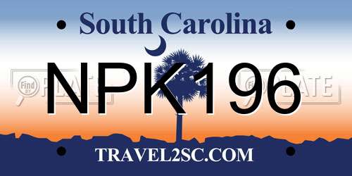 NPK196 South Carolina License Plate