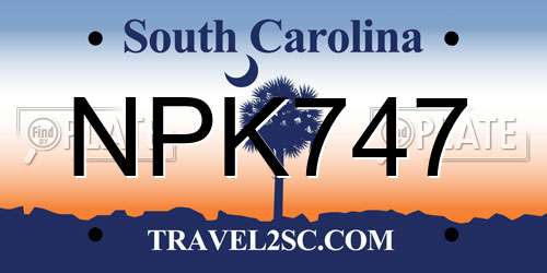 NPK747 South Carolina License Plate