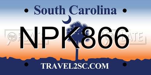 NPK866 South Carolina License Plate