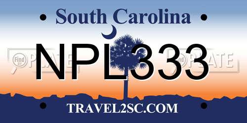 NPL333 South Carolina License Plate