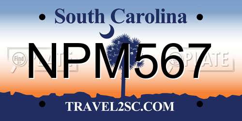 NPM567 South Carolina License Plate