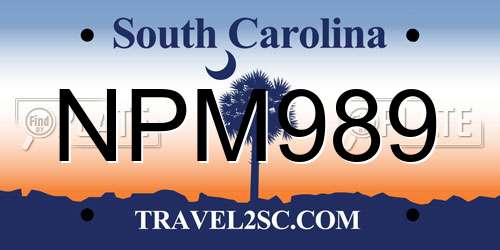 NPM989 South Carolina License Plate