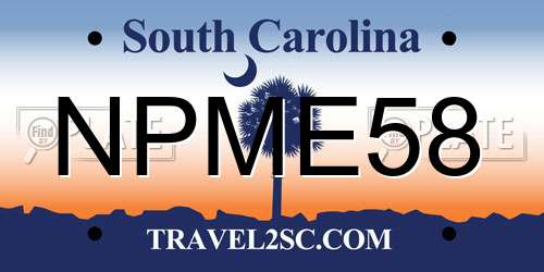 NPME58 South Carolina License Plate