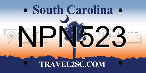 NPN523 South Carolina License Plate