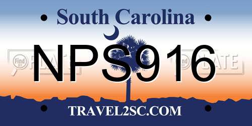 NPS916 South Carolina License Plate