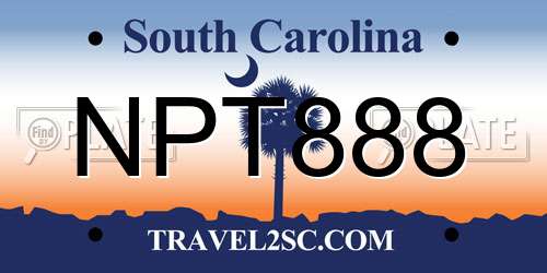 NPT888 South Carolina License Plate