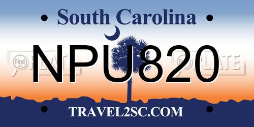 NPU820 South Carolina License Plate