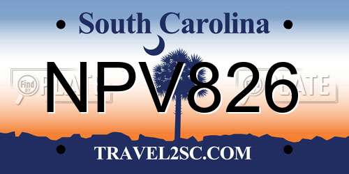 NPV826 South Carolina License Plate