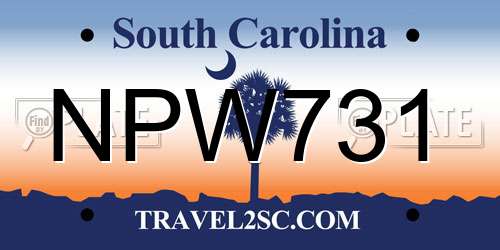 NPW731 South Carolina License Plate