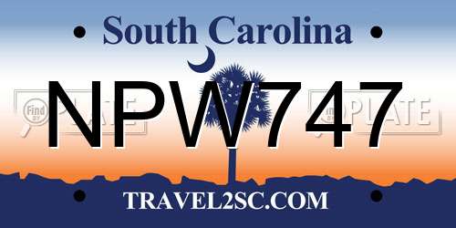 NPW747 South Carolina License Plate