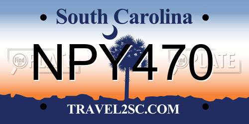 NPY470 South Carolina License Plate