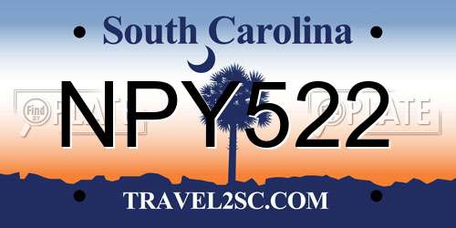 NPY522 South Carolina License Plate