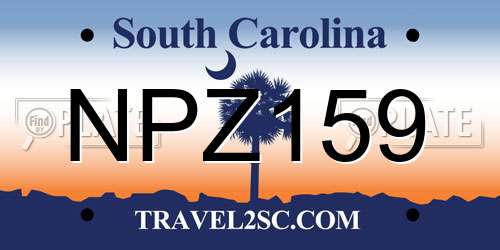 NPZ159 South Carolina License Plate