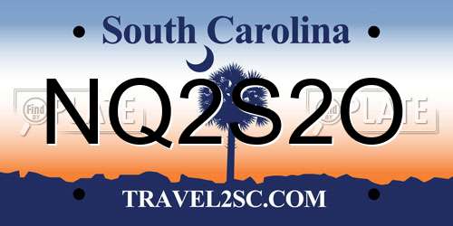 NQ2S2O South Carolina License Plate